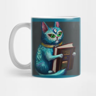 Blue Cat Gains Third Eye After Reading Book Mug